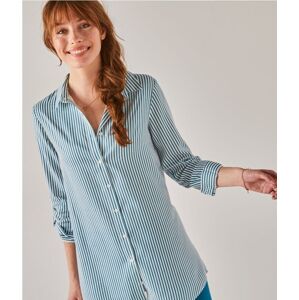Blancheporte Dlhá krepová košeľa, prúžkovaná modrá/biela 50