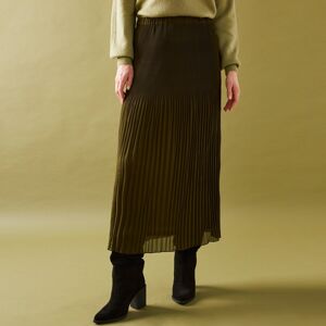 Blancheporte Voálová plisovaná sukňa z recyklovaného polyesteru, pre nižšiu postavu khaki 46