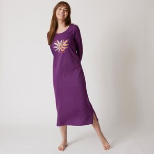 Blancheporte Dlhá nočná košeľa s dlhými rukávmi a potlačou "au naturel" fialová 50