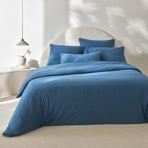 Blancheporte Bavlnená jednofarebná posteľná bielizeň s paspulou modrá obliečka na prikrývku240x220cm