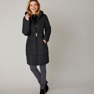 Blancheporte Prešívaná bunda na zips s opaskom, dlhá čierna 48