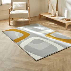 Blancheporte Obdĺžnikový koberec s retro motívom perlovosivá/kari 80x150cm