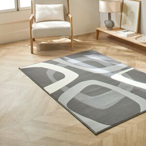 Blancheporte Obdĺžnikový koberec s retro motívom sivá antracitová 60x110cm