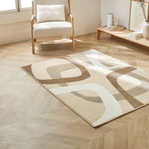Blancheporte Obdĺžnikový koberec s retro motívom hnedosivá 60x110cm