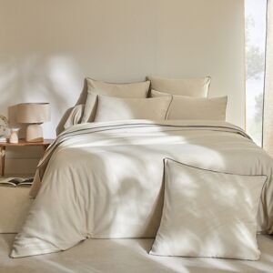 Blancheporte Flanelová posteľná bielizeň s kontrastnou paspulou z kolekcie "Intemporelle" béžová obliečka na prikrývku240x220cm