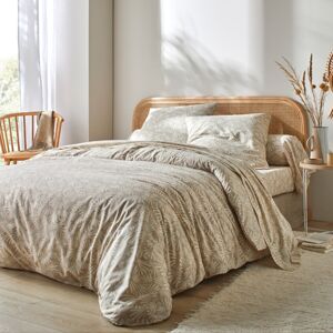 Blancheporte Bavlnená posteľná bielizeň Vick s grafickým dizajnom béžová napínacia plachta 200x200cm