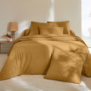 Blancheporte Flanelová posteľná bielizeň s kontrastnou paspulou z kolekcie "Intemporelle" bronzová obliečka na prikrývku140x200cm