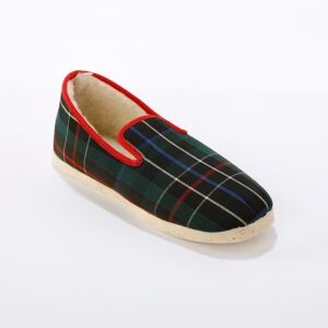 Blancheporte Kockované papuče s hrejivou podšívkou zelená/červená 43
