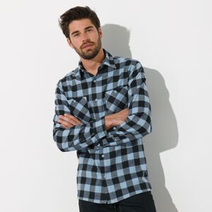 Blancheporte Kockovaná flanelová košeľa modrá/čierna 49/50 (4XL)
