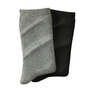 Blancheporte Súprava 2 párov hrejivých ponožiek s podšívkou sivý melír+čierna 35/38