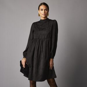 Blancheporte Krátke šaty zo žakára s optickým vzorom, stojačik a nadýchané rukávy čierna 46
