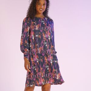 Blancheporte Rovné šaty z recyklovaného polyesteru, potlač nám. modrá/fialová 40