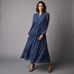 Blancheporte Dlhé šaty s výšivkou modrosivá/čierna 42
