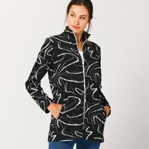 Blancheporte Fleecová bunda na zips, potlač čierna/biela 50