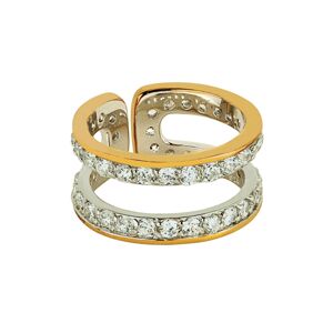 Blancheporte Nastaviteľný dvojitý prsteň s krištáľmi zlatá uni