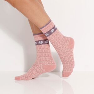 Blancheporte Súprava 3 párov ponožiek so žakárovým vzorom ružová/fialová 39/42